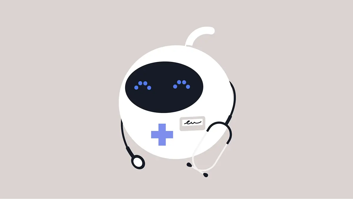 Ilustración de un chatbot de salud